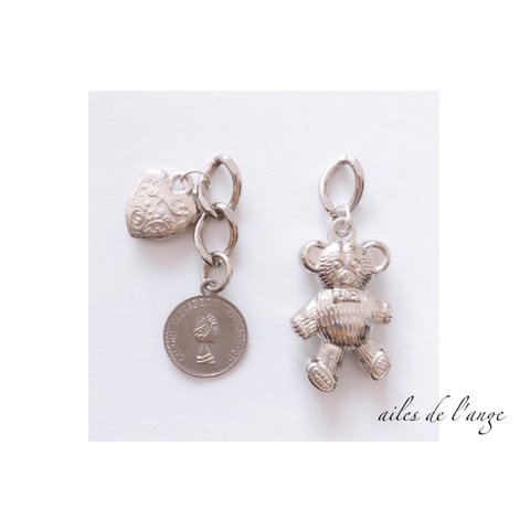 【SOLDOUT】no.312 - asymmetry  heart＊coin &  chain＊bear pi/ea