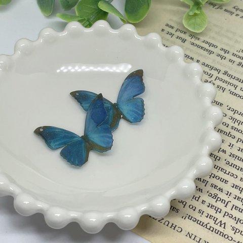薄型レジンチャーム　蝶々　ブルー　b018