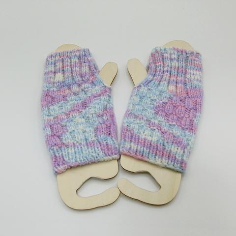 ■手編みハンドウォーマー　手袋■　ピンク　no.11