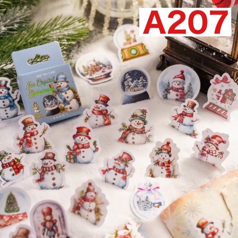 A207♡Ice crystal snowman♡海外ステッカー♡フレークシール