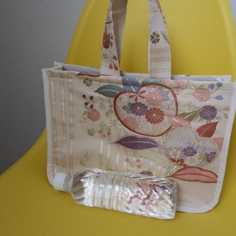 橘柄　袋帯のトートバッグ　正絹　～着物リメイク～　obi bag handmade