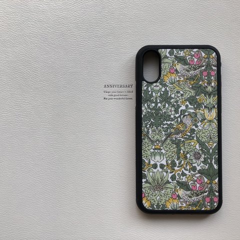 ＊リバティ iPhone X XS ケース＊ストロベリー・シーフ・スプリング＊