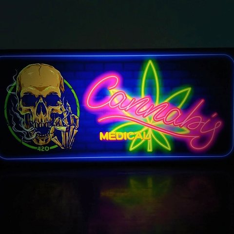 医療 大麻 スカル 煙草 ベイプ マリファナ サイン 看板 置物 雑貨 LED2wayライトBOX