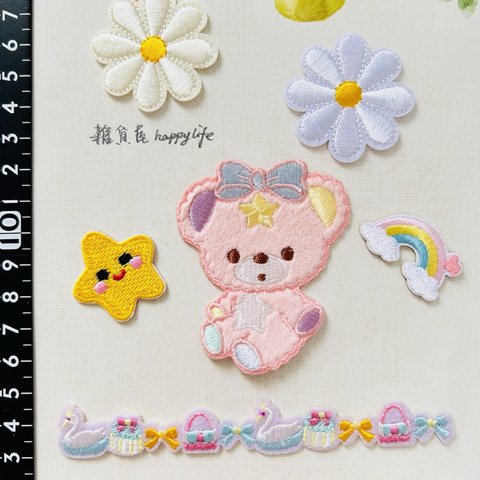 31かわいいくまちゃん　熊刺繍アイロンワッペン