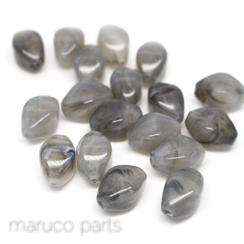 【マーブル天然石調＊ライス＊15個＊両穴】【3#グレー】ヴィンテージ風◎beads-063-c3-m