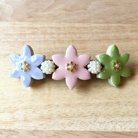 ＊Clematis＊ Pink×Blue×Green〈タイルバレッタ〉