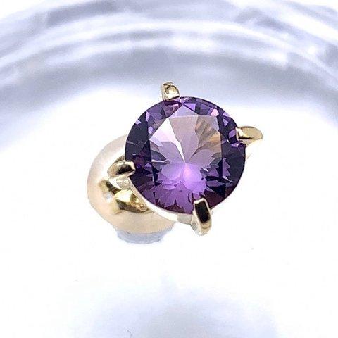 さくらインカット ピアス アメジスト/桜インカット/桜 ピアス メンズ/和風 ピアス ゴールド/着物ピアス/春 ピアス/和装ピアス/和柄 ピアス/K10 天然石/片耳用 セカンドピアス つけっぱなし