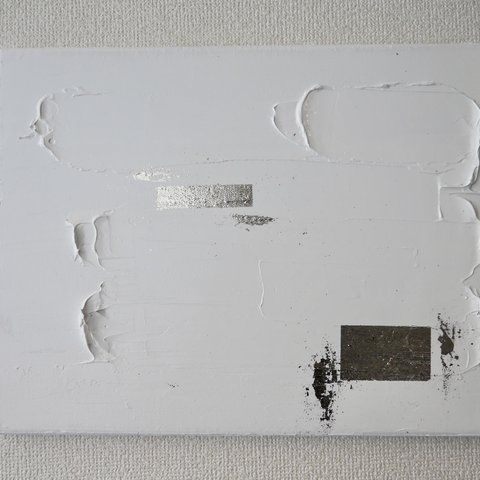 【SOLD】WHITE-L//キャンバス アクリル絵画 抽象画 インテリア モダンアート 白 ホワイト シルバー シンプル おしゃれ