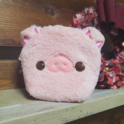 (受注製作)ブタちゃん🐷ポーチ*もふもふ小さなポーチ