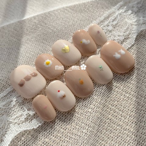 値下げしました🫧　現品　くまネイル　うさぎネイル