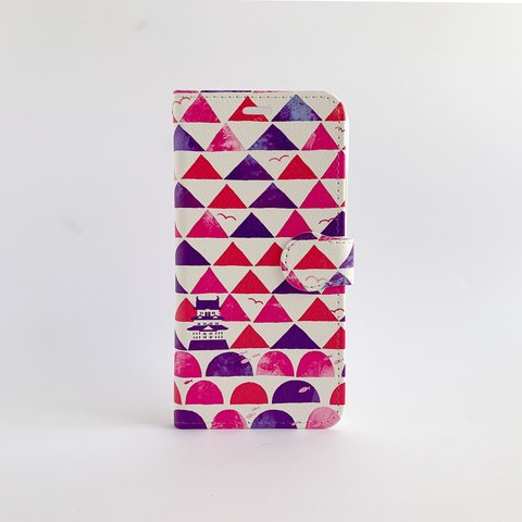 ［受注］三つ鱗の山と海　桜｜手帳型：iPhone・スマホケース