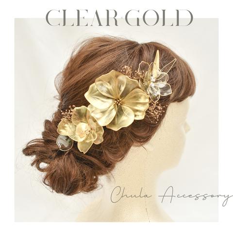 - 玻璃 - GlassFlower CLEARGOLD アメリカンフラワーヘッドドレス 髪飾り