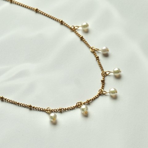 【ladies】gold perl necklace パールネックレス　n1