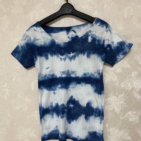藍染めTシャツ(しぼり染め)  ⑤