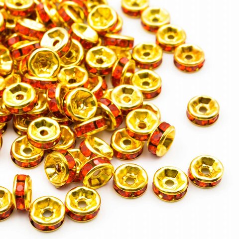 ビーズクラブ ロンデル メタルビーズ 金 平型 赤 45個 6mm メタルビーズ ブレスレット 金具 金属ビーズ パーツ [4582434302937]