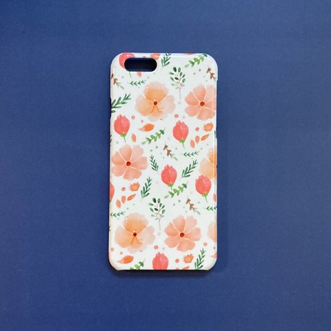 iPhone6/6対応 、スマホケース「春香る花たち」白　側面まで印刷する3Dプリントタイプ ＜現品限りの限定販売＞