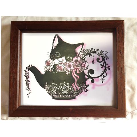 春の半額セール　フレーム入り切り絵「CATS OVER FLOWERS」