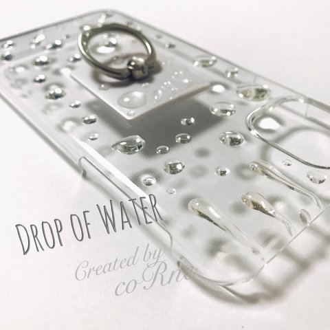 "Drop of water” 水滴 濡れてる 水浸し iPhoneケース＊スマホリング着用 仕様＊他機種応相談 ＊再販×5