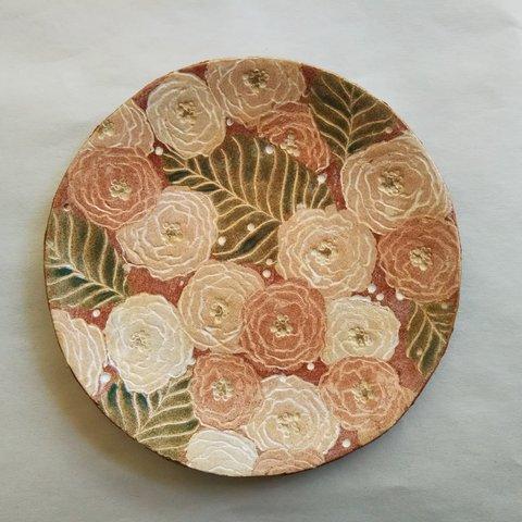 八重桜　皿　オーブン陶芸