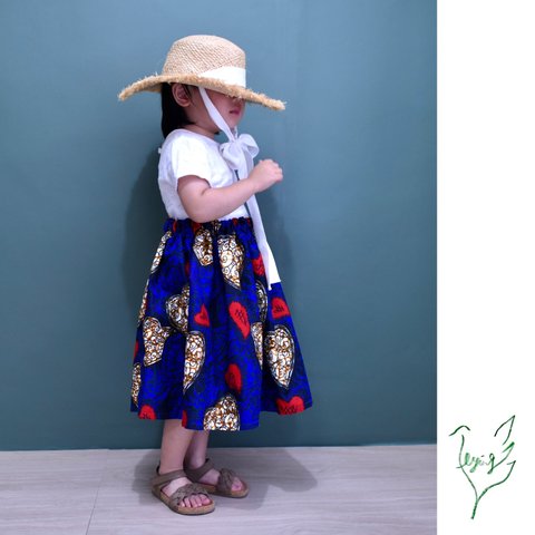 〜Africa〜アフリカンファブリック キッズ ギャザースカート フリーサイズ 子供服 アフリカ布　アフリカンプリント