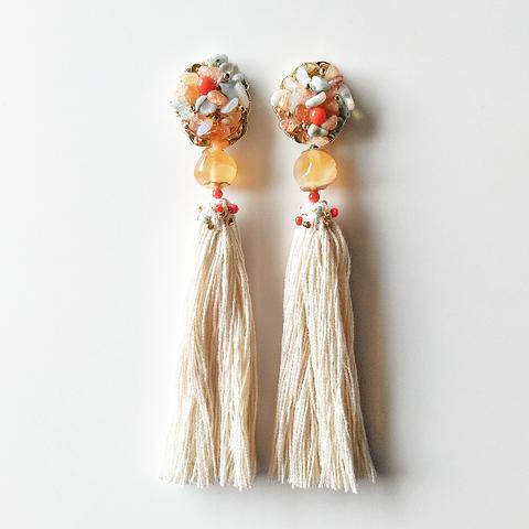 ns & spangles+long tassel＊【Sunstone / Larimar / Red aventurine / Opal / Coral / andmore...】＊