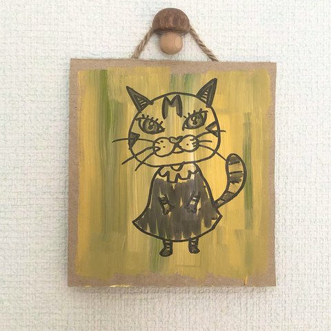 【送料無料】 ダンボール原画   「ワンピースを着た猫」