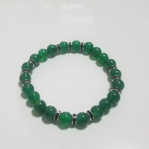 パワーストーン 天然石 数珠ブレスレット バングル 
 ~ green 瑪瑙 ~
