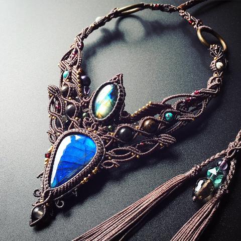 labradorite × labradorite / bohemian necklace #マクラメネックレス#