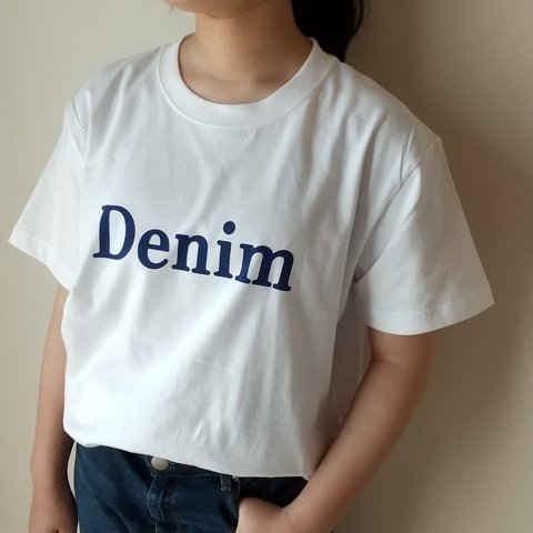 ユニセックス ロゴTシャツ Denim 【ホワイト】