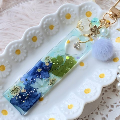 新作プレートキーホルダー💙あじさいブルー