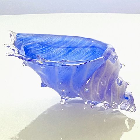 １番人気★受注製作：貝殻のガラスの入れ物、青い海の「シェルの器」