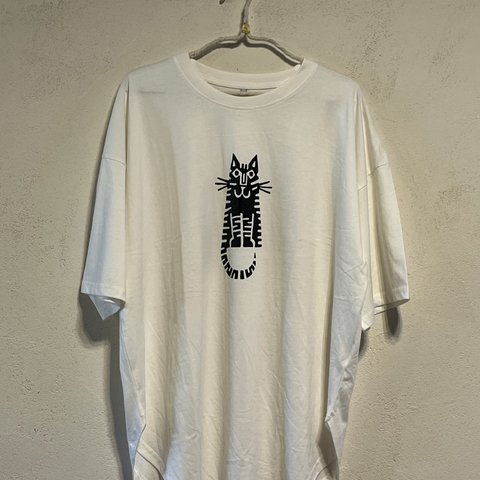 ネコさん　レディースビッグシルエットTシャツ綿100％【S～4L】