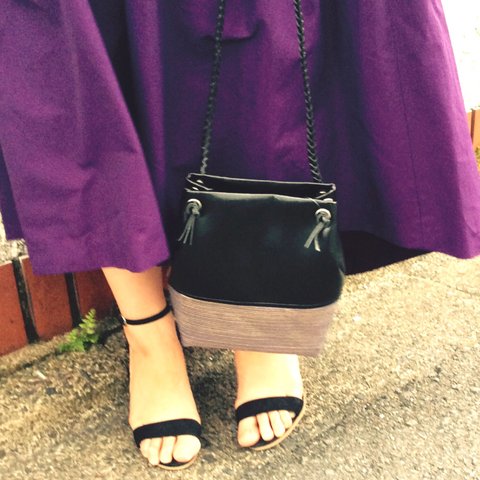 purple×gold bag