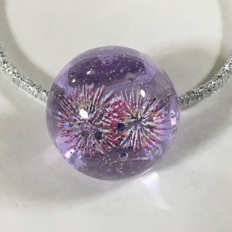 朝焼に咲く花火　ヘアゴム   レジン