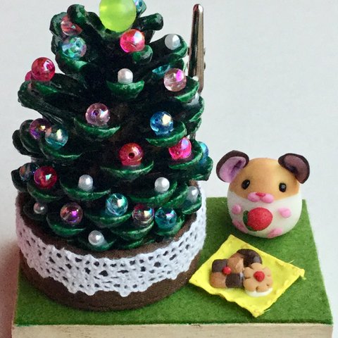 ハムスターのメモスタンド(クリスマスver.)