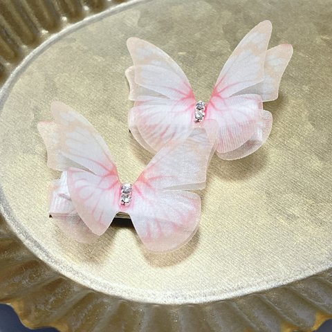 蝶々ヘアクリップ（ミニ、ピンク）