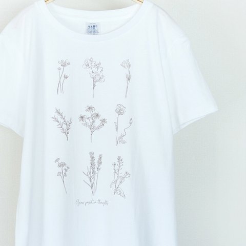  Grow positive thoughts ボタニカル Tシャツ  TY002