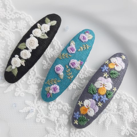 (7㎝)大人可愛い刺繍パッチンピン