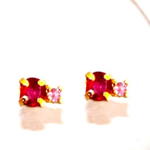 - lovely - Ruby & Pink Sapphire Earrings/Pierce