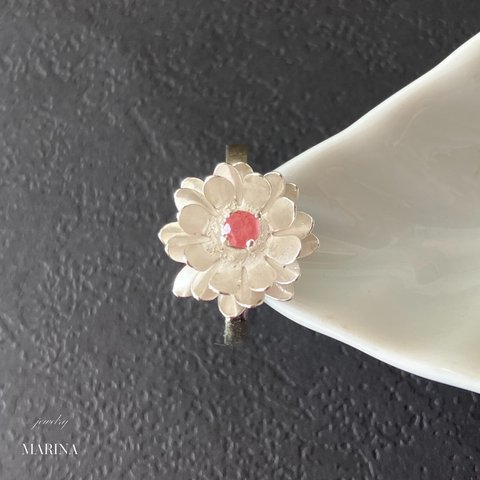 {ジルコニア] Lotus 蓮の花のリング silver