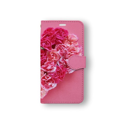 バラ ピンク 手帳型スマホケース