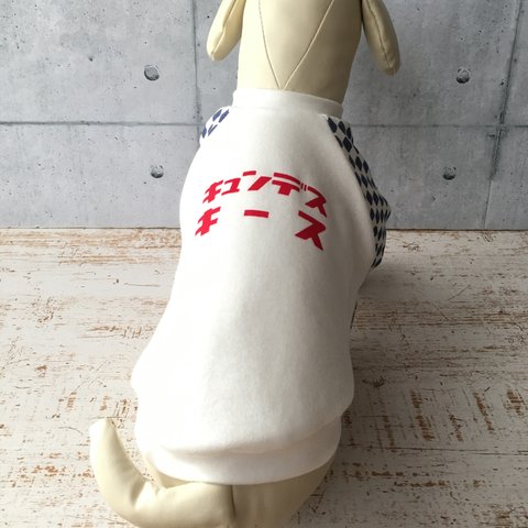 犬服　カタカナプリント❤️うちの子ラグラン市松模様