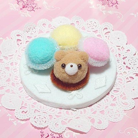 🆕☕ﾎﾟﾝﾎﾟﾝafternoon tea🍰くまムースチョコケーキとマカロンセット🧸