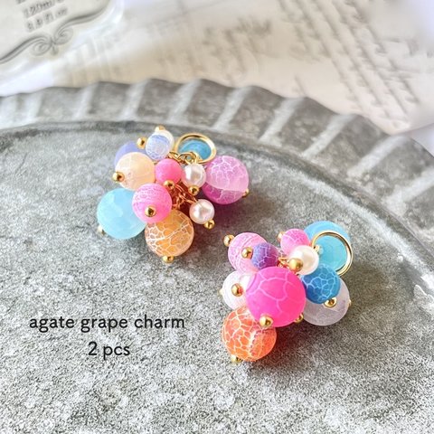 【再入荷】２pcs★charm・agete grape（アゲートチャーム)