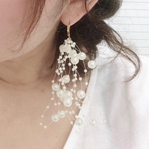 Pearl shower pierce/earring