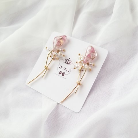 リボンのかけら＊Pink＊ピアス