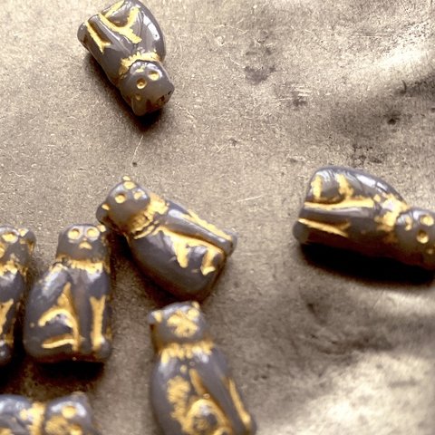 【4匹セット】JIRI＊IVANA#czech beads#チェコビーズ　cat15✖️9㍉ gray/bronze Broom