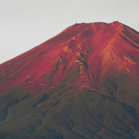 世界遺産 富士山 写真 紅富士　赤富士2　A4又は2L版 額付き