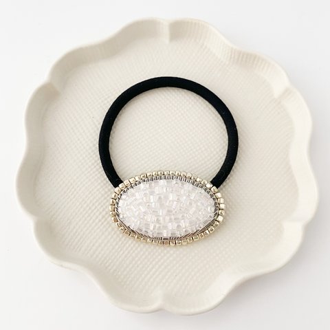 crystal hair accessory < silver oval >