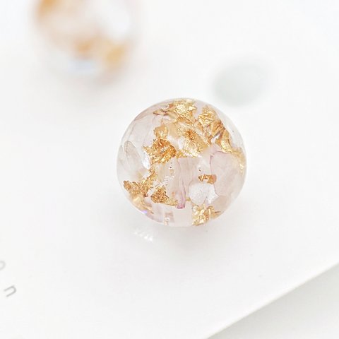 桜の花びら　本物のお花のアクセサリー　ピアス　イヤリング　ゴールド　金箔ボール